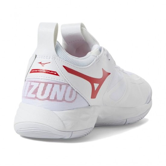 Zapatilla de Voleibol Mizuno Wave Momentum 2 Hombre Blanco / Rojo