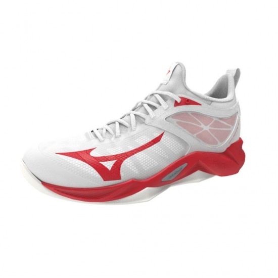 Zapatilla de Voleibol Mizuno Wave Dimension para Mujer Blanco / Rojo